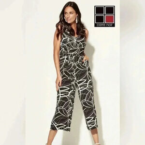 [S]NWOT Carré Noir 2020 Collection Abstract  Pattern Black/White Jumpsuit